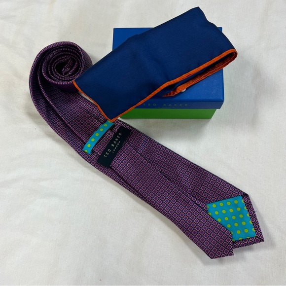 Ted Baker London necktie and pocket square New in Box - Picture 11 of 11